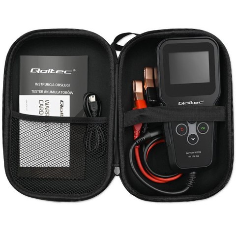 Qoltec Cyfrowy tester akumulatora 3w1 z LCD | Polskie Menu | 6V | 12V | 24V | 10Ah-200Ah