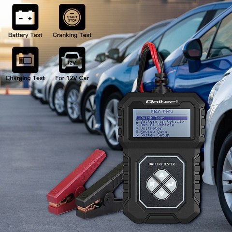 Qoltec Cyfrowy tester akumulatora z LCD | Polskie Menu | 12V | AGM | GEL | STD | 30-220AH