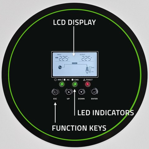Qoltec Hybrydowy inwerter solarny Off-Grid 3500W | 100A | 24V | MPPT | BMS | opcja Wi-fi |Sinus | Power factor 1.0