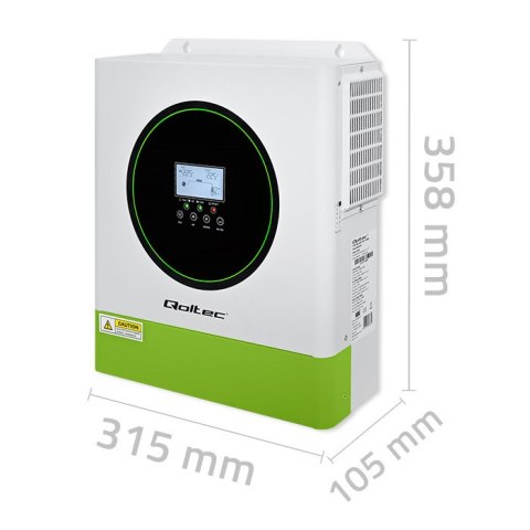 Qoltec Hybrydowy inwerter solarny Off-Grid 3500W | 100A | 24V | MPPT | BMS | opcja Wi-fi |Sinus | Power factor 1.0