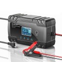 Qoltec Inteligentna mikroprocesorowa ładowarka 12V 8A | 24V 4A| Prostownik z funkcją naprawy do akumulatora AGM GEL | LCD
