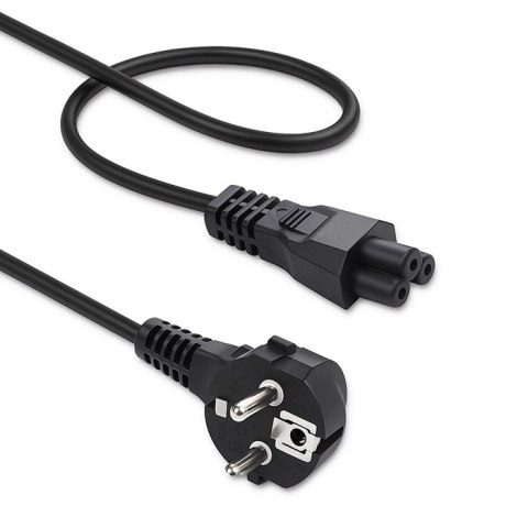 Qoltec Kabel zasilający kątowy SCHUKO | IEC C5 | Koniczynka | 3x1.0mm² | 1.5m