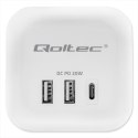 Qoltec Kostka zasilająca przedłużacz 6w1 z podświetlanym włącznikiem | 3x AC | 2x USB | 1x USB-C PD 20W | Biała
