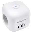 Qoltec Kostka zasilająca przedłużacz 6w1 z podświetlanym włącznikiem | 3x AC | 2x USB | 1x USB-C PD 20W | Biała
