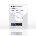 Qoltec Ładowarka sieciowa 140W GaN | 5-20V | 2.5-5A | 3 x USB-C PD | 1 x USB QC 3.0 | Laptop | Smartfon | Biała