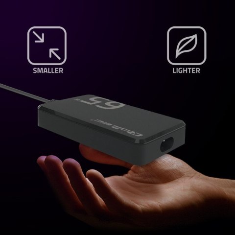 Qoltec Ładowarka sieciowa 65W GaN Super Fast SLIM | PD | 5-20V | 3.25A | USB-C 3.1 | Laptop | MacBook | Smartfon | + kabel