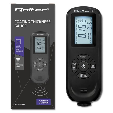 Qoltec Miernik grubości lakieru z podświetlanym bocznym wyświetlaczem LCD | 0 ~ 2000um