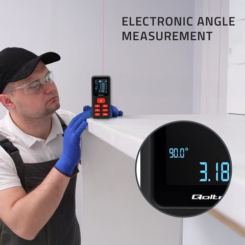 Qoltec Precyzyjny cyfrowy dalmierz laserowy z elektroniczną poziomicą | podświetlany LCD | 120m