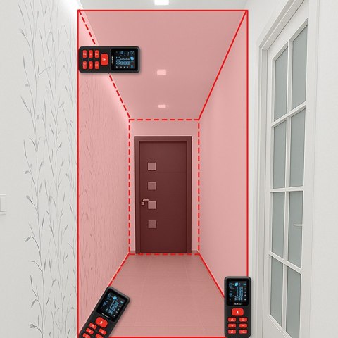 Qoltec Precyzyjny cyfrowy dalmierz laserowy z elektroniczną poziomicą | podświetlany LCD | 120m