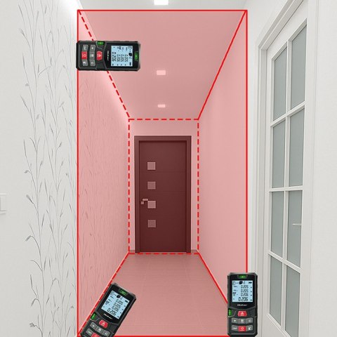 Qoltec Precyzyjny cyfrowy dalmierz laserowy z poziomicą | podświetlany LCD | 120m