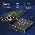 Qoltec Rozdzielacz Splitter Ethernet mini SWITCH 1x4 RJ45 | 1000Mb/s | USB-C | Aluminium