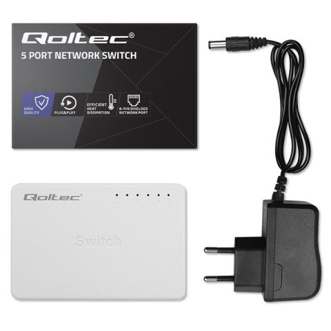 Qoltec SWITCH Przełącznik sieciowy 5 x port RJ45 | 100Mbps | Fast Ethernet | LAN