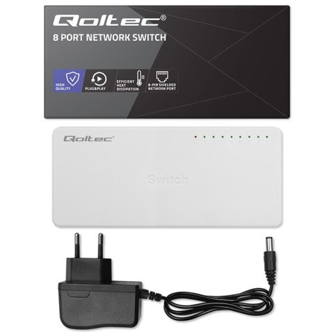 Qoltec SWITCH Przełącznik sieciowy 8 x port RJ45 | 1000Mbps | Fast Ethernet | LAN