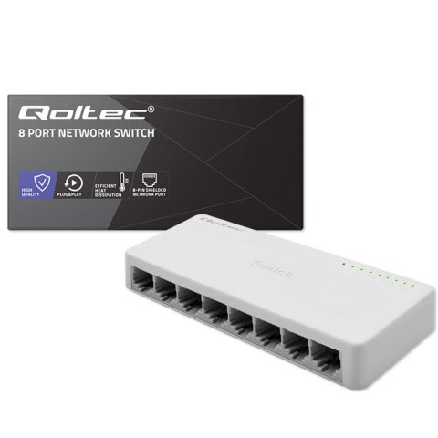 Qoltec SWITCH Przełącznik sieciowy 8 x port RJ45 | 1000Mbps | Fast Ethernet | LAN