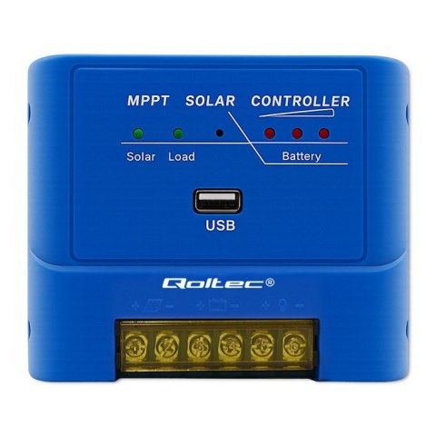 Qoltec Solarny regulator ładowania MPPT 15A do zasilania odbiorników DC i ładowania akumulatorów 12V / 24V | AGM | GEL | LiFePO4