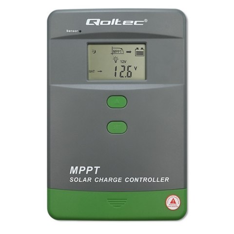 Qoltec Solarny regulator ładowania MPPT z czujnikiem temperatury 50A |12V / 24V | LCD | Bluetooth | APP | GEL | LiFePO4