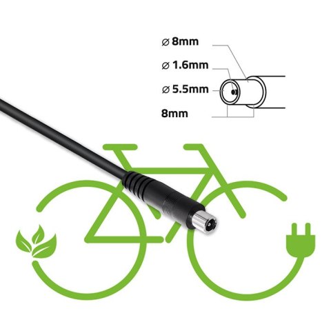 Qoltec Szybka Ładowarka do roweru skutera elektrycznego XIAOMI 36V | 42V | 2A | 8.0*8.0mm+pin | wodoodporna +kabel zasilający