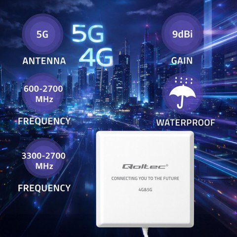 Qoltec Antena 4G 5G | 9dBi | kierunkowa | zewnętrzna | SMA | wodoodporna | 3m
