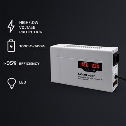 Qoltec Automatyczny Stabilizator napięcia AVR 1000VA | Compact | Toroidalny transformator