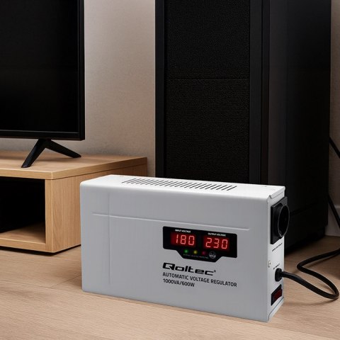 Qoltec Automatyczny Stabilizator napięcia AVR 1000VA | Compact | Toroidalny transformator