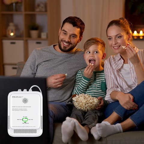 Qoltec Certyfikowany Czujnik wycieku gazu ziemnego i tlenku węgla (czadu) | detektor CH4 CO | żywotność sensora 5 lat | alarm 8