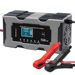 Qoltec Inteligentna mikroprocesorowa ładowarka 12V 10A | Prostownik z funkcją naprawy do akumulatora AGM GEL LiFePO4 | LCD