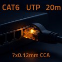 Qoltec Kabel Patchcord UTP | CAT6 | 2 x RJ-45 | High speed 1Gb/s | Pozłacane styki | 20m | czarny