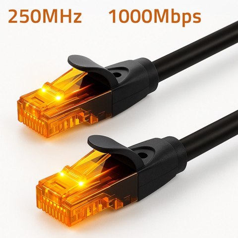 Qoltec Kabel Patchcord UTP | CAT6 | 2 x RJ-45 | High speed 1Gb/s | Pozłacane styki | 25m | czarny