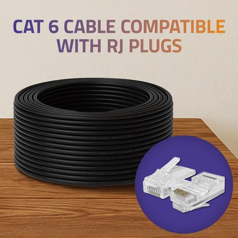 Qoltec Kabel Patchcord sieciowy skrętka UTP | CAT6 | High speed 1Gb/s | LAN | 50m | czarny