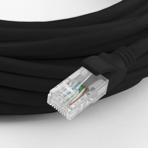 Qoltec Kabel Patchcord sieciowy skrętka UTP | CAT6 | High speed 1Gb/s | LAN | 50m | czarny