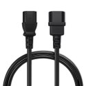 Qoltec Kabel przedłużający zasilający IEC C13/C14 | 3x1.0mm² | 1.8m