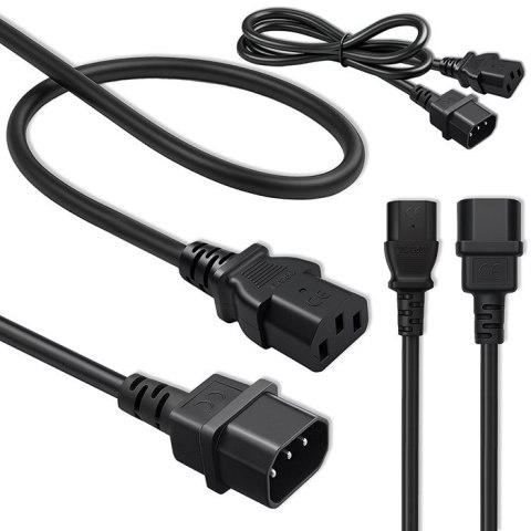 Qoltec Kabel przedłużający zasilający IEC C13/C14 | 3x1.0mm² | 1.8m