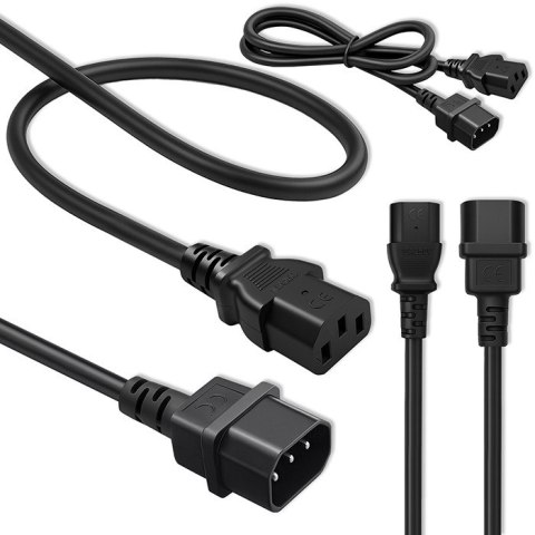 Qoltec Kabel zasilający do UPS | IEC C13/C14 | 3x0.75mm² | 1m