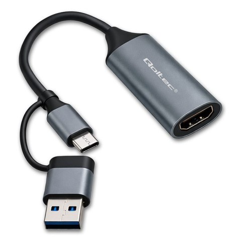 Qoltec Karta przechwytywania obrazu | Adapter USB-C USB-A | HDMI | 4K 30Hz | Aluminium