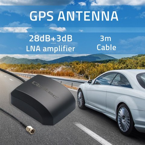 Qoltec Mobilna Antena GPS z podstawą magnetyczną | dookólna | 28dBi | 50W | SMA