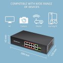 Qoltec Przełącznik sieciowy SWITCH FAST Ethernet PoE 8x RJ45 PoE 2x RJ45 Uplink 1x SFP | 120W | 1000 Mb