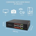 Qoltec Przełącznik sieciowy SWITCH Fast Ethernet PoE | 8x RJ45 | 2x RJ45 Uplink | 120W | 10/100 Mb/s