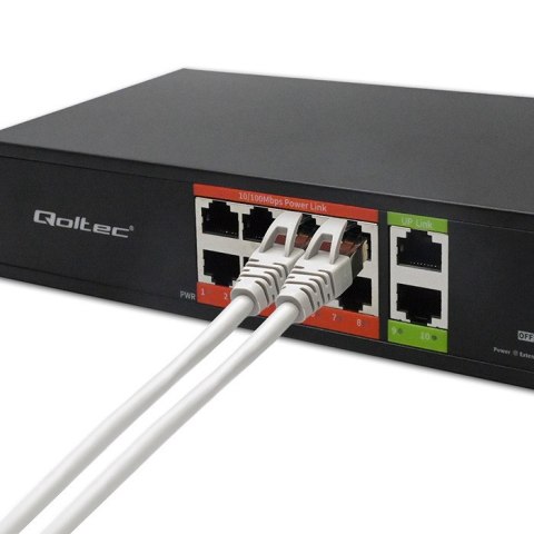 Qoltec Przełącznik sieciowy SWITCH Fast Ethernet PoE | 8x RJ45 | 2x RJ45 Uplink | 120W | 10/100 Mb/s