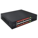 Qoltec Przełącznik sieciowy SWITCH Gigabit Ethernet PoE | 16x RJ45 | 2x RJ45 Uplink | 2x SFP | 1000Mb/s