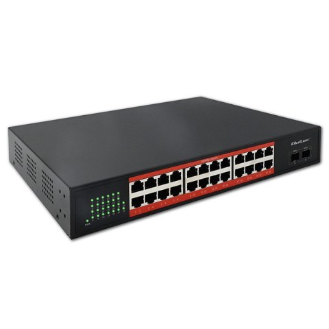 Qoltec Przełącznik sieciowy SWITCH Gigabit Ethernet PoE | 24x RJ45 | 2x SFP | 1000 Mb/s