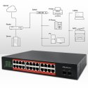 Qoltec Przełącznik sieciowy SWITCH Gigabit Ethernet PoE | 24x RJ45 | 2x SFP | 1000 Mb/s