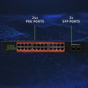 Qoltec Przełącznik sieciowy SWITCH Gigabit Ethernet PoE | 24x RJ45 | 2x SFP | 1000 Mb/s