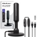 Qoltec Wewnętrzna Antena TV DVB-T2 ze wzmacniaczem sygnału i magnetyczną podstawą | 4K | 28dBi | 5m