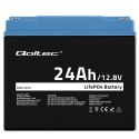 Qoltec Akumulator LiFePO4 Litowo-Żelazowo-Fosforanowy | 12.8V | 24Ah | 307.2Wh | BMS
