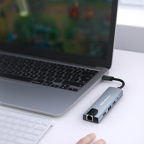 Qoltec Hub Adapter USB-C 5w1 | USB-C PD 100W | 2x USB | HDMI 4K | RJ45