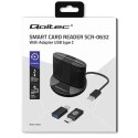 Qoltec Inteligentny czytnik chipowych kart ID SCR-0632 | USB 2.0 + Adapter USB-C