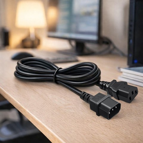 Qoltec Kabel zasilający IEC C13 | C14 | 3x1.00mm² | Czysta miedź Cu | 2m