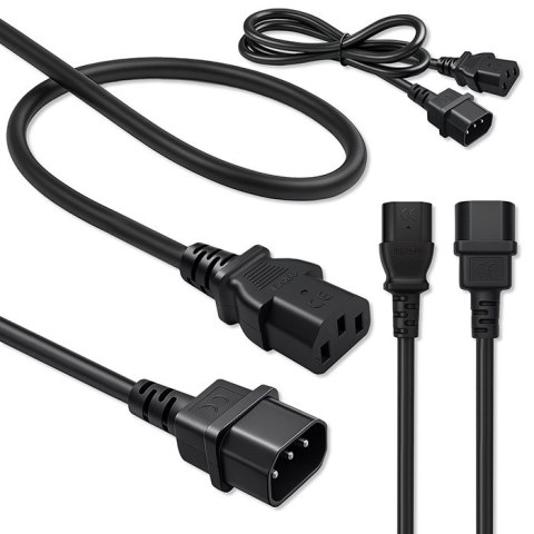 Qoltec Kabel zasilający IEC C13 | C14 | 3x1.00mm² | Czysta miedź Cu | 2m