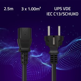 Qoltec Kabel zasilający IEC C13/SCHUKO | 3x1.00mm² | 2.5m