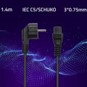 Qoltec Kabel zasilający IEC C5/SCHUKO | koniczynka | 3x0.75mm² | 1.4m